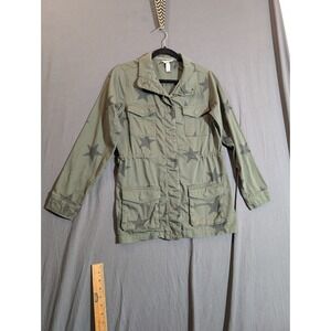Knox Rose Women Jacket  Green Star‎ Military Button Up  Drawstring Waist Small
